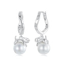 925 Sterling Silver Earrings with Quality Shell Pearl and CZ for Women-2