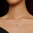 925 Sterling Silver Moissanite Necklace with Pavé Setting in Platinum, 450mm, for Women-7