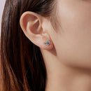925 Sterling Silver White Gold Plated Earrings with Synthetic Turquoise and CZ-7