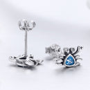 925 Sterling Silver Oxidized CZ Earrings 0.7cm x 1cm for Women-5