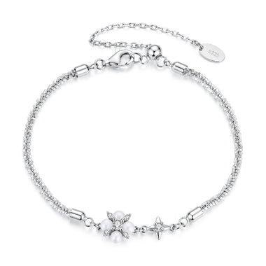 925 Sterling Silver Adjustable Moissanite & Natural Pearl Bracelet for Women