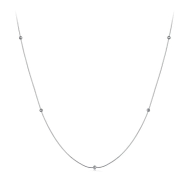 925 Sterling Silver Necklace with White Gold Plating, Length 40+5cm, Chain Thickness 0.08cm, for Women