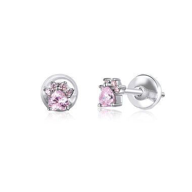 925 Sterling Silver Earrings with Plated Platinum and Pavé Set CZ, 0.4cm for Women - 0