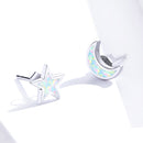 925 Sterling Silver Opal Earrings for Women - Star & Moon Design-3