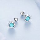 925 Sterling Silver Amazonite Earrings 0.55cm Plated White Gold for Women-4