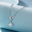 925 Sterling Silver Moissanite Pendant Necklace with Pavé Setting in White Gold - 40+5cm for Women-3