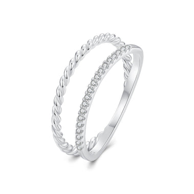 925 Sterling Silver Ring 6.0 Size with Pavé Setting CZ - 0