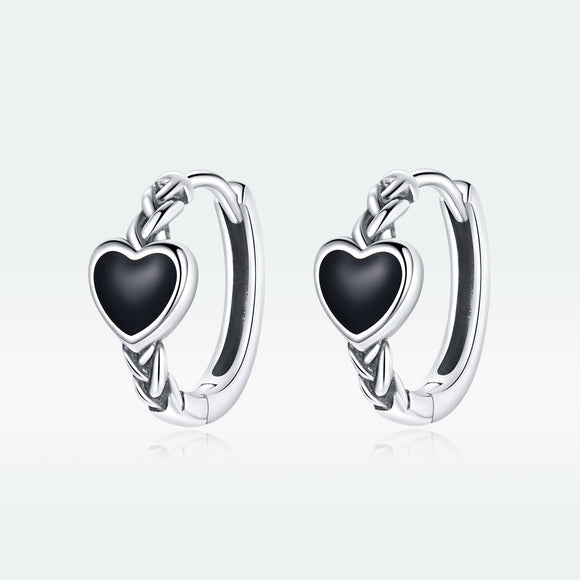 925 Sterling Silver Oxidized Enamel Earrings for Women - 1.2*0.5 cm