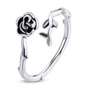 925 Sterling Silver & Oxidized Silver 0.15 cm Width Rose Ring for Women-1