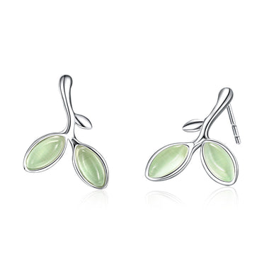 925 Sterling Silver Earrings with Synthetic Opal 1.5*1.3cm - 0