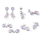 925 Sterling Silver Earrings with Translucent Opal and CZ for Women-3