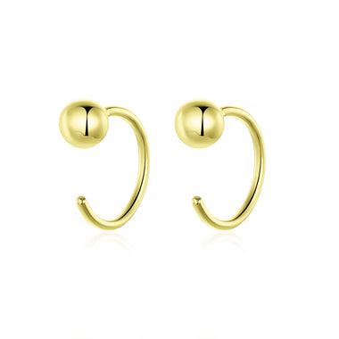 925 Sterling Silver Earrings with Plated Platinum, 1cm Diameter for Women - 0