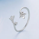 925 Sterling Silver Plated White Gold 0.7cm Flower Ring-2