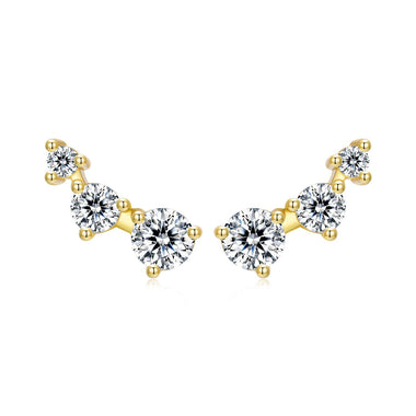 925 Sterling Silver Earrings with Pavé Setting CZ | Size 0.6*1.45cm for Women - 0