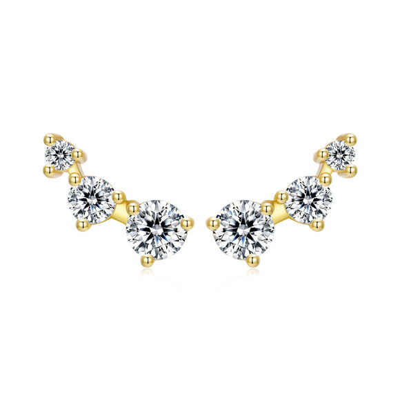925 Sterling Silver Earrings with Pavé Setting CZ | Size 0.6*1.45cm for Women