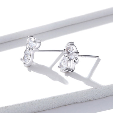 925 Sterling Silver Plated Platinum Earrings with Pavé Setting CZ for Women - 0