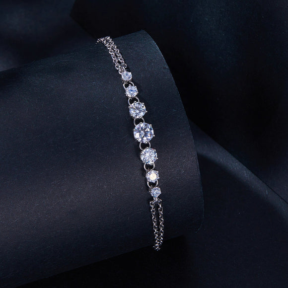 925 Sterling Silver 5MM Moissanite Bracelet for Women