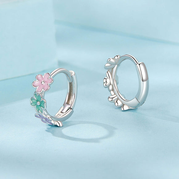 925 Sterling Silver Enamel White Gold Plated Earrings for Women
