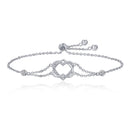 925 Sterling Silver Heart Shaped Bracelet 22CM for Women-3