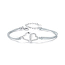 925 Sterling Silver Bracelet with Pavé Setting CZ, 170+50mm Length, White Gold Plated for Women-2