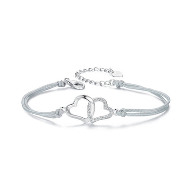 925 Sterling Silver Bracelet with Pavé Setting CZ, 170+50mm Length, White Gold Plated for Women - 0