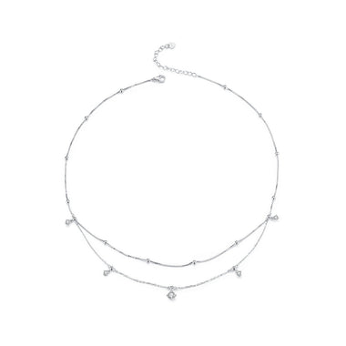 925 Sterling Silver Plated White Gold Moissanite Necklace 400+50mm for Women - 0