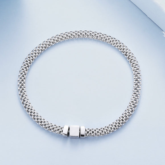 925 Sterling Silver Plated Platinum 17.0 Size Bracelet for Women