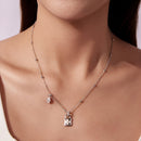 925 Sterling Silver White Gold Plated Necklace with CZ and Nacre for Women-5