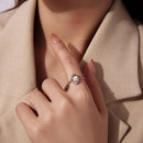 925 Sterling Silver Ring with Transparent Glass and CZ, 0.15cm Width, for Women-7