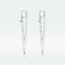 925 Sterling Silver Earrings with Plated Platinum and Pavé Setting CZ, Size 6.5cm-4