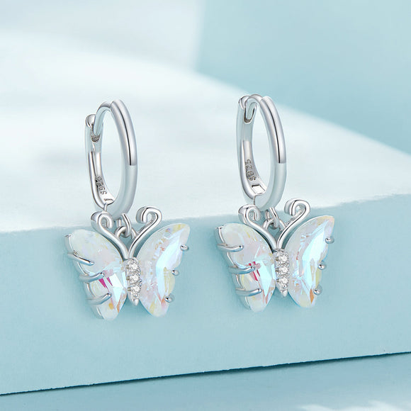 925 Sterling Silver Earrings with Resin, 23x13mm, Plated Platinum for Women