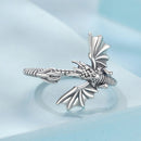 925 Sterling Silver Oxidized Dragon Ring-5