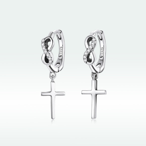 925 Sterling Silver Earrings with Pavé Setting CZ in Oxidized Finish