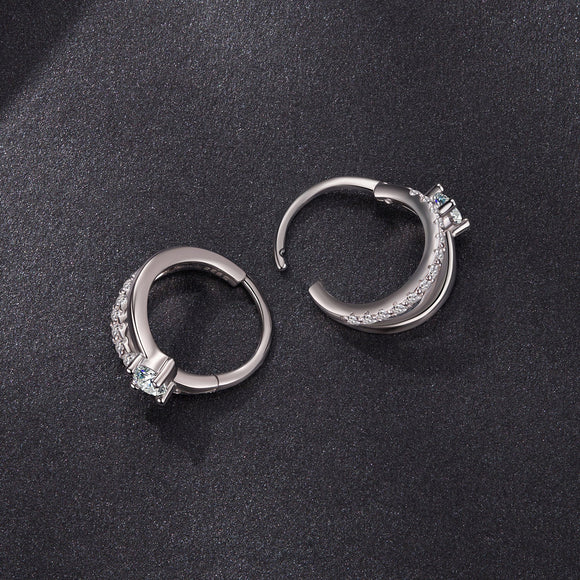 925 Sterling Silver Moissanite 0.3ct Earrings Size 1.2*0.6cm for Women