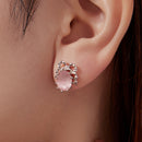 925 Sterling Silver White Gold Plated Earrings with Transparent Glass, 1.6x1.2cm for Women-7
