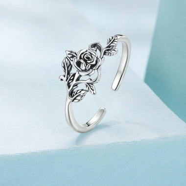 925 Sterling Silver Oxidized Adjustable Ring for Women - 0