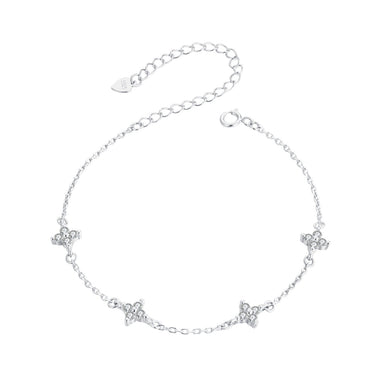 925 Sterling Silver White Gold Plated Adjustable CZ Bracelet for Women