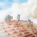 925 Sterling Silver Earrings with Transparent Glass and White Gold Plating for Women-4