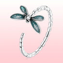 925 Sterling Silver Dragonfly Ring with Enamel & CZ for Women-2