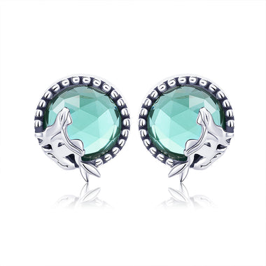 S925 Oxidized Silver Transparent Glass Earrings for Women