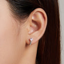 925 Sterling Silver Earrings with Pavé Setting CZ, Oxidized Silver, 1.2x0.5cm for Women-7