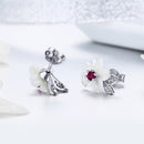 925 Sterling Silver Earrings with Pavé Setting CZ and High-Quality Nacre-5