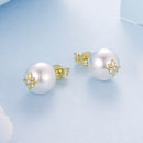 925 Sterling Silver Earrings with CZ and Synthetic Pearl for Women-6