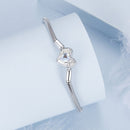 925 Sterling Silver Moonstone Bracelet 17.0 cm with White Gold Plating for Women-3