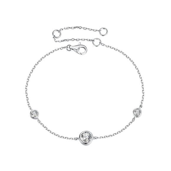 925 Sterling Silver 5mm Moissanite & 3mm Moissanite Bracelet for Women