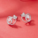 925 Sterling Silver White Gold Plated Pavé Setting CZ Earrings-3