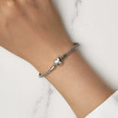 925 Sterling Silver Oxidized Silver Bracelets 17.0 Size with CZ for Women-6