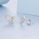 925 Sterling Silver Earrings with Pavé Setting CZ in White Gold-4