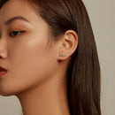 925 Sterling Silver Earrings with Pavé Setting and Plated Platinum, Size: 0.5*1.3cm, Women-7