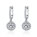 925 Sterling Silver Plated Platinum Pavé Setting CZ Earrings-1